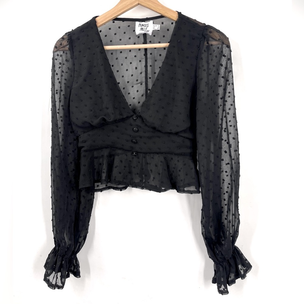 Princess Polly Top
Princess Polly Swiss Dot Chiffon Long Sleeve Top Size 0
